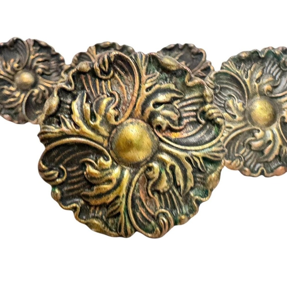 Vintage Ornate Floral Rosette Brass Cabinet Knobs Drawer Pulls Set of 8 993